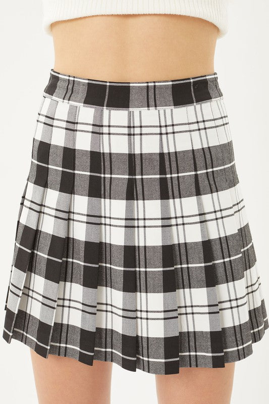 Ariana Checkered Pleated Skirt