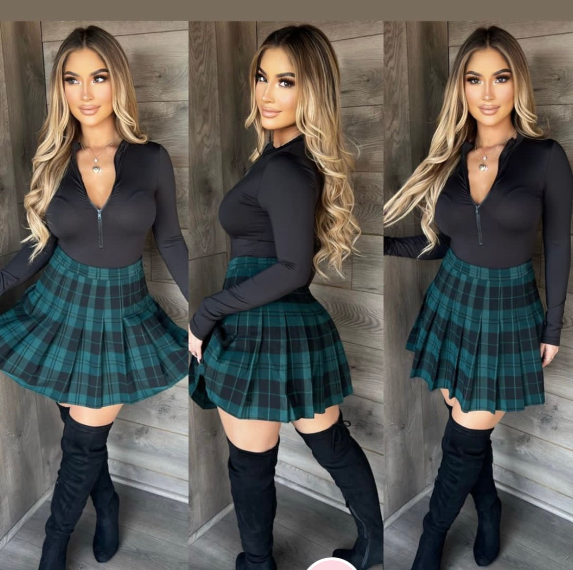 Ariana Checkered Pleated Skirt