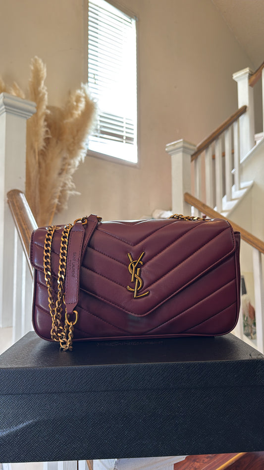 Wine Quilted Shoulder Bag