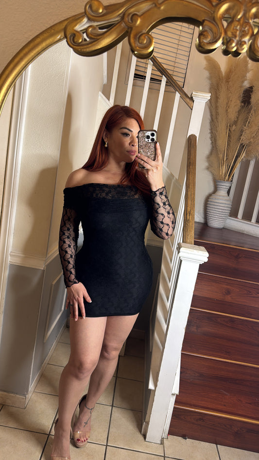 Mesh mini dress (black)